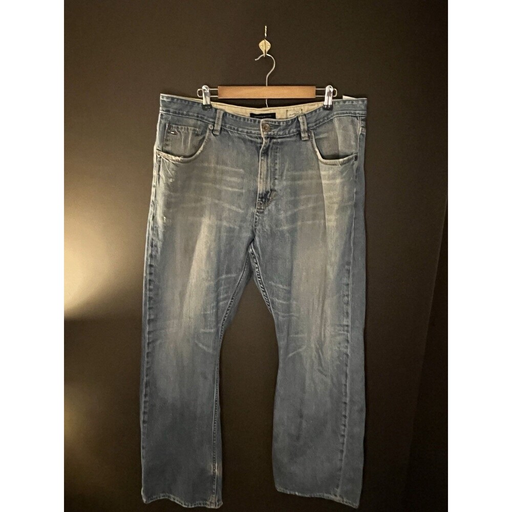 Vintage Tommy Hilfiger Jeans Mens 38x32 Baggy Light Wash 90s Y2K Hip Hop